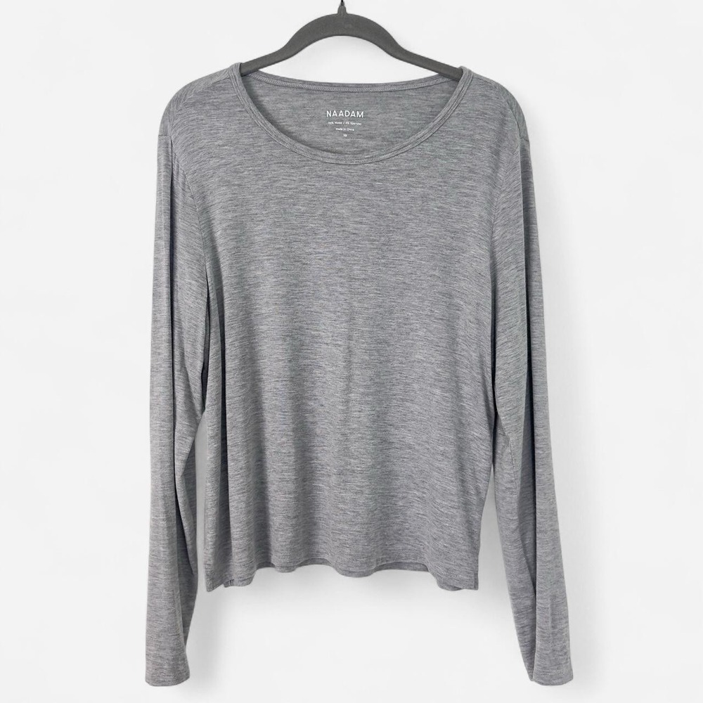 Naadam Grey Modal Stretch Lounge Long Sleeve Quiet Luxury Tee Shirt Size XS